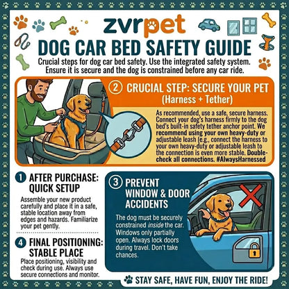 Zvrpet Fully Detachable and Washable Memory Foam Dog Car Seat with Adjustable Straps and Anti-Slip Bottom Cover for SUVs and Outdoor Use