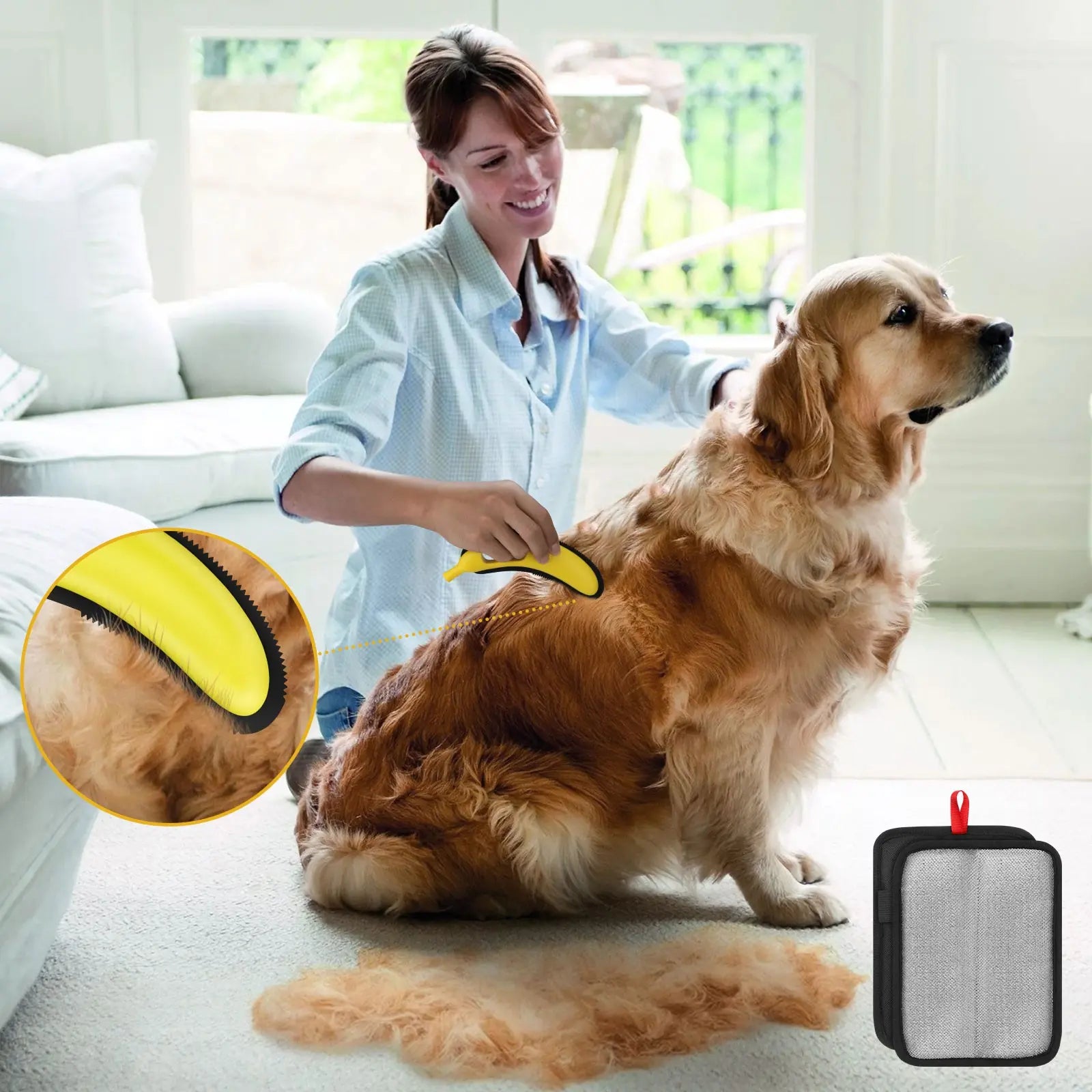 Adjustable Cat Hair Remover and Cleaning Brush with Hanging Ring - Effective Pet Hair Removal Tool for Carpets and Floors, Ideal for Valentine's Day Gift