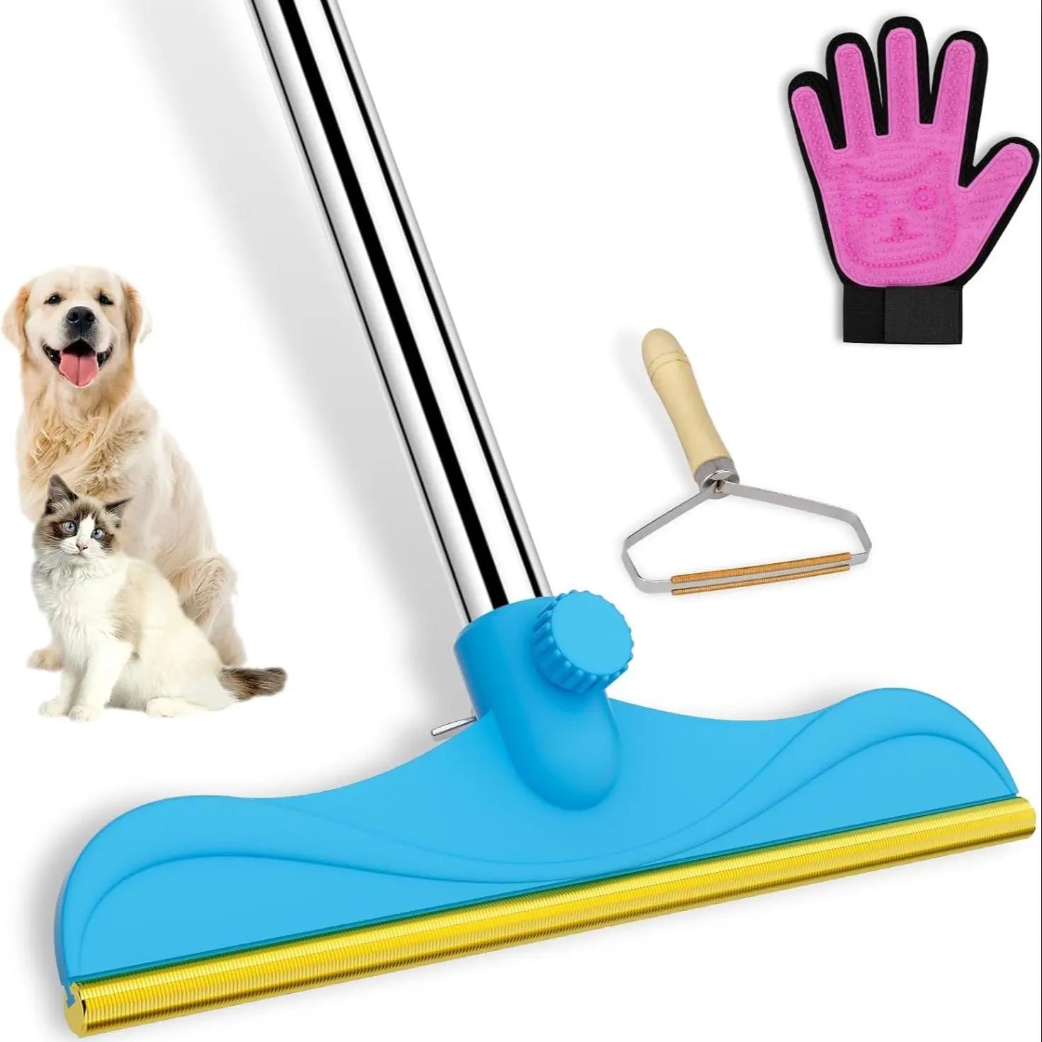 Adjustable Cat Hair Remover and Cleaning Brush with Hanging Ring - Effective Pet Hair Removal Tool for Carpets and Floors, Ideal for Valentine's Day Gift