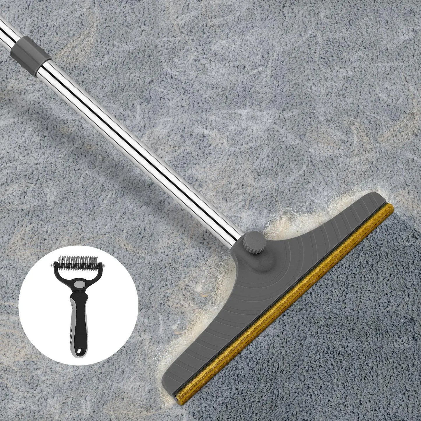 Adjustable Cat Hair Remover and Cleaning Brush with Hanging Ring - Effective Pet Hair Removal Tool for Carpets and Floors, Ideal for Valentine's Day Gift