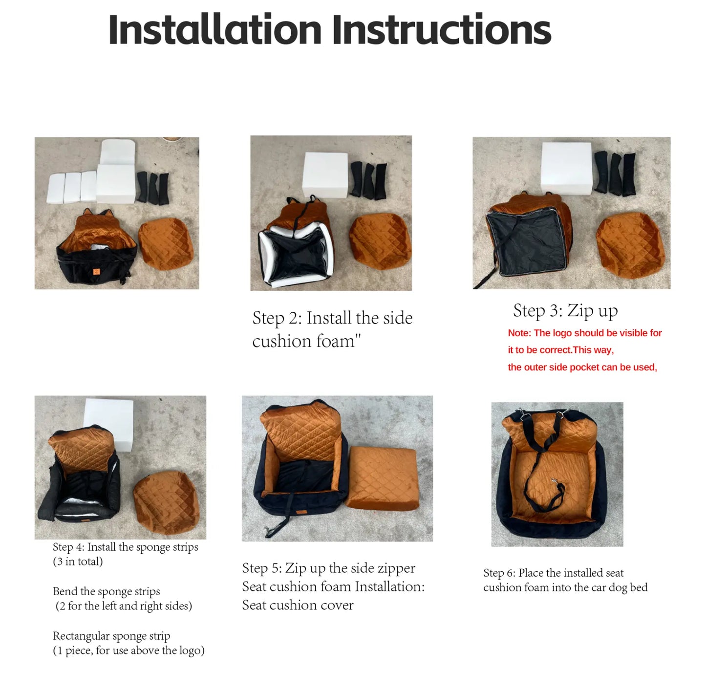 Zvrpet Fully Detachable and Washable Memory Foam Dog Car Seat with Adjustable Straps and Anti-Slip Bottom Cover for SUVs and Outdoor Use