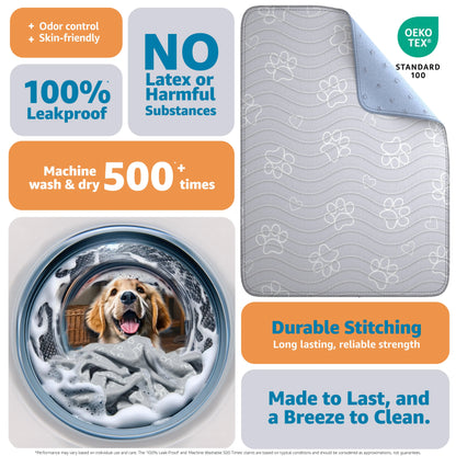 Improvia Washable Puppy Pads – Reusable Waterproof Dog Training Pads with High Absorbency, Quick-Drying & Leakproof Protection – Available in 4 Sizes