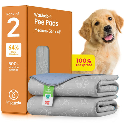 Improvia Washable Puppy Pads – Reusable Waterproof Dog Training Pads with High Absorbency, Quick-Drying & Leakproof Protection – Available in 4 Sizes