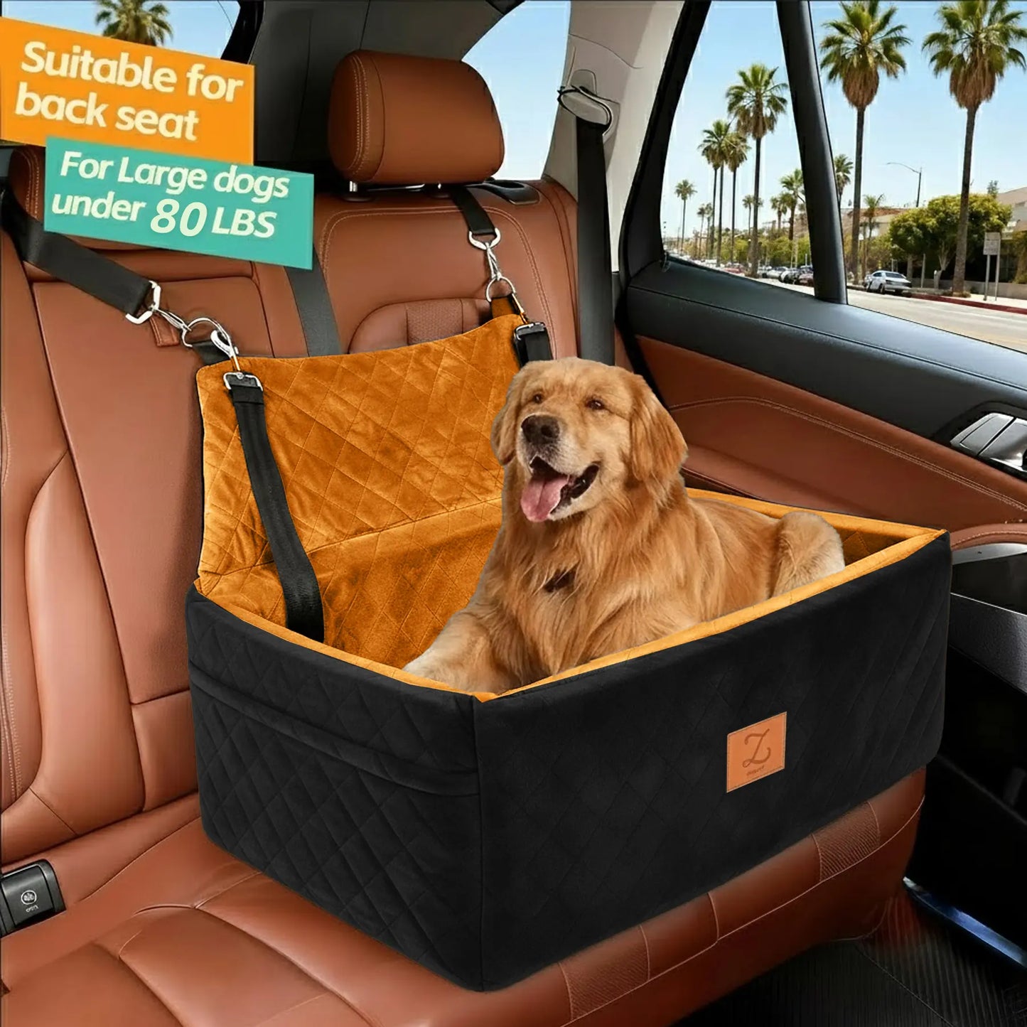 Zvrpet Fully Detachable and Washable Memory Foam Dog Car Seat with Adjustable Straps and Anti-Slip Bottom Cover for SUVs and Outdoor Use