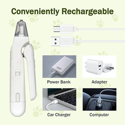 Petlovers 2-in-1 Rechargeable Electric Nail Clipper and Grinder for Dogs and Cats - Ultra Quiet Design for All Sizes