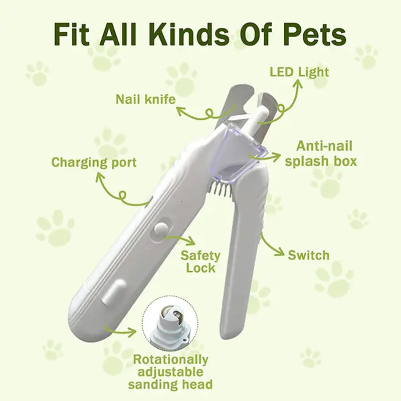 Petlovers 2-in-1 Rechargeable Electric Nail Clipper and Grinder for Dogs and Cats - Ultra Quiet Design for All Sizes